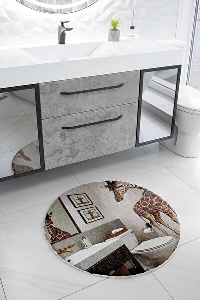 Rugs Modern Halı Kemal Koleksiyonu Banyo Aynasındaki Zürafa Desenli Yuvarlak ...