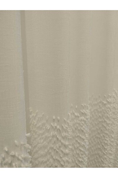 CEMRE Ponponlu Keten Tül 1/3 Sık Pile (Kırışmaz)