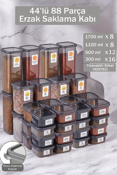 Buclee 44Pcs(88 Pieces) Multi-Purpose Leak-Proof Storage Box Set Cabinet Organizer, Aesthetic and Practical