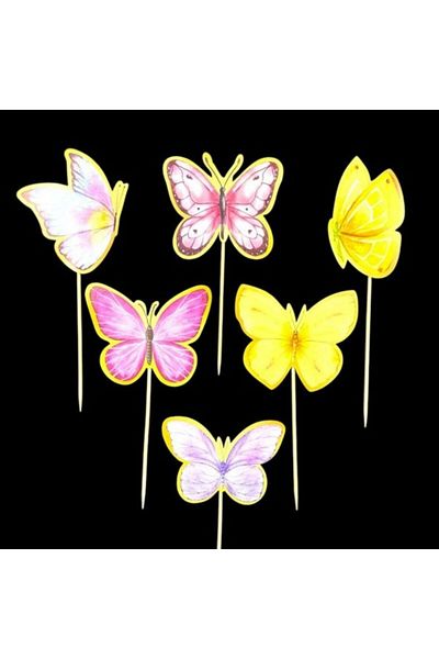 parti sürprizi Colorful Butterfly 6-Pack Toothpicks