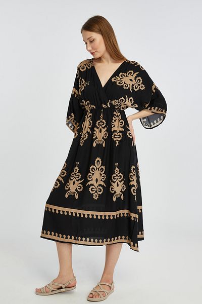 MAXI DRY Καλοκαιρινό γυναικείο φόρεμα βισκόζης με μοτίβο μπατίκ