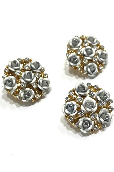 karantuhafiye Silver Stone Button / Stone Rose Model Button / Bunch