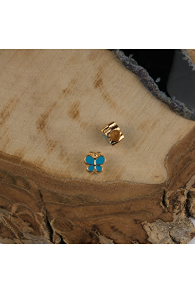 Prestij Boncuk Žuti metalni perforirani plavi leptir nakit i alat za dodatke