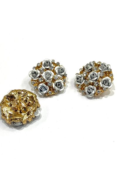 karantuhafiye Silver Stone Button / Stone Rose Model Button / Bunch