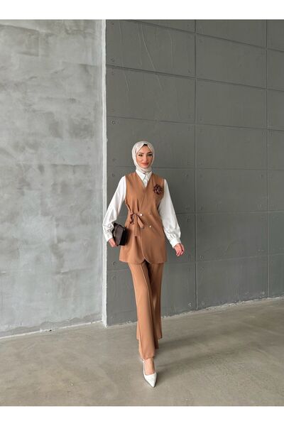 tomıross Nilay المرأة الاتجاه الجانب التعادل سترة قميص بنطلون 3 قطعة بدلة NIL...