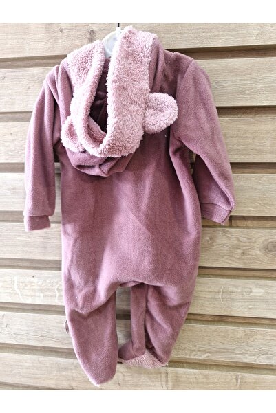 Evitle Unisex Welsoft Kadife Patikli Kapüşonlu Bebek Tulum