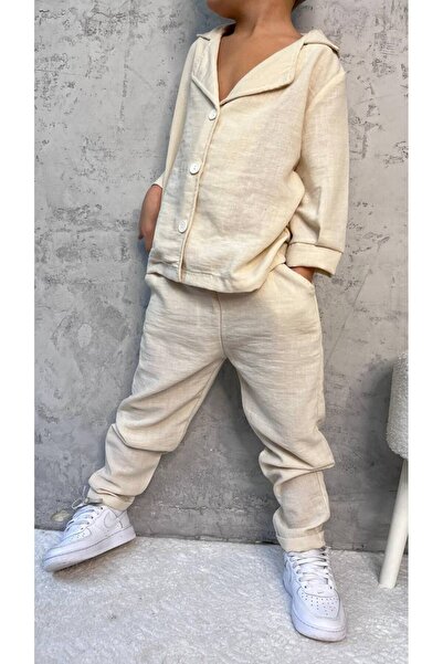 anonim Unisex Linen Look Bottom Top Set