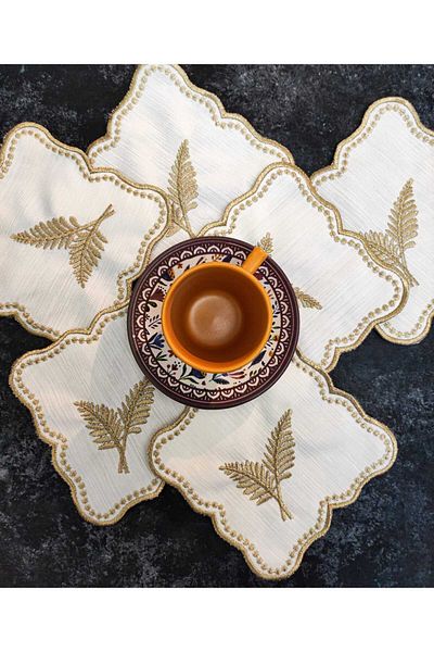 Çt Çeyizci Tekstil Presentation Napkin, Cocktail Napkin, Coffee Side Presentation Holder, Cup Pad 6 Pieces Presentation Napkin