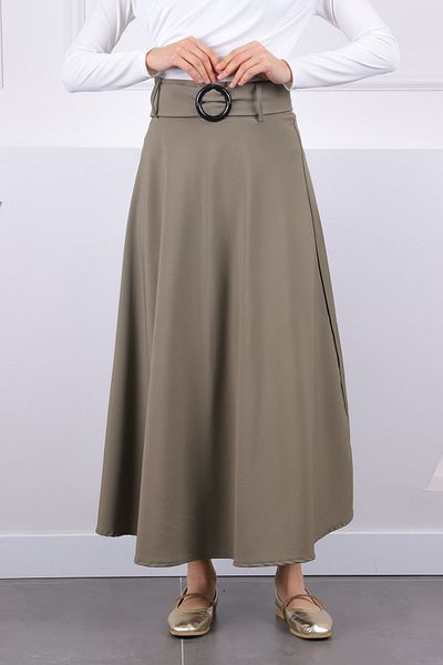 İmajButik Φούστα με Χακί Ζώνη Μέσης