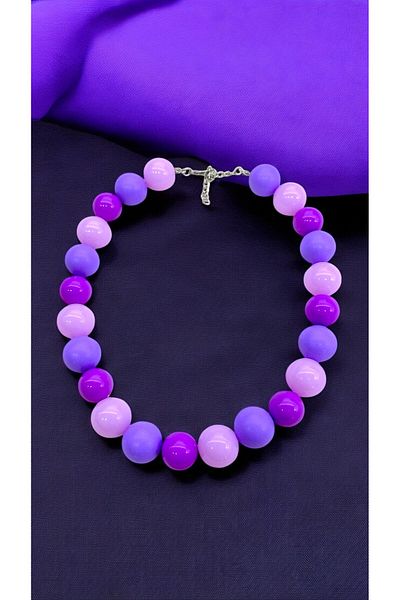 PETEK AKSESUAR Purple Lila Bubble Top Summer Necklace
