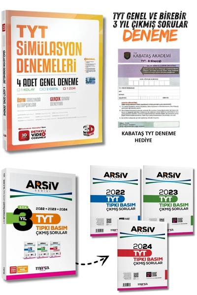3D Yayınları 3D Yayınları TYT 4'lü Simülasyon Genel Deneme ve 3 Yıl Tıpkı Bas...