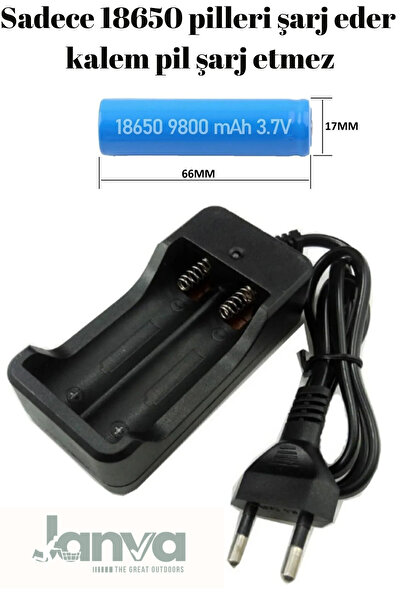 Janva 18650 3.7v Pil Şarj Aleti 2'li Dolum Pil Şarj Cihazı Garantili Aa Aaa K...