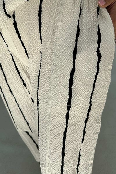 GÖKSEL Bamboo Fabric Black and White Trousers Large Size