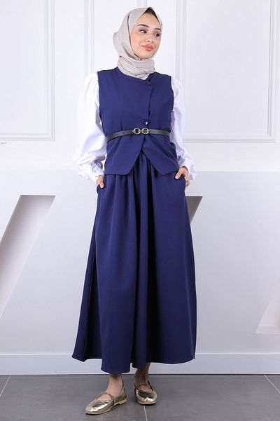İmajButik Σκούρο μπλε φανελάκι με φούστα