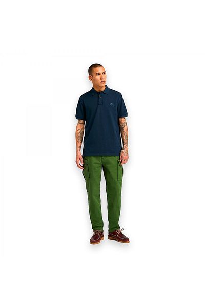 Timberland Tb0A6Bx4 Millers River Sleeve Stretch Polo Navy Blue Men's T-Shirt