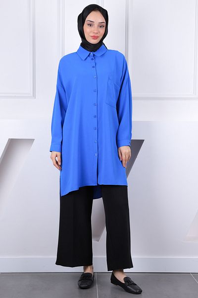 İmajButik Saks Blue Linda Tunic με μία τσέπη