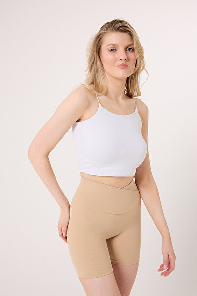 FLAMOVA KADIN YÜKSEK BEL FİTİLLİ BIKER BASIC SPOR ŞORT