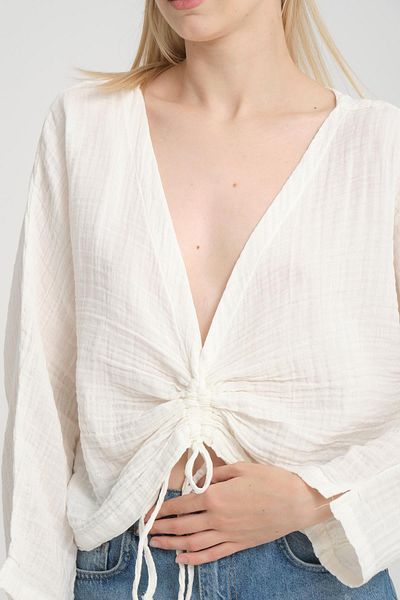 Store 100% Cotton V-Neck Blouse - Summer Women's Clothing