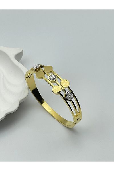 İNN JEWELLERY Steel Handcuff Bracelet with Tarnish Resistant Oval Figure (2 YEARS IMPORTER GUARANTEE)