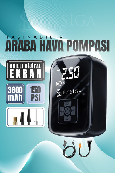 EN SİGA Şarjlı  Araba hava kompresörü lastik şişirme pompası motosiklet bisik...