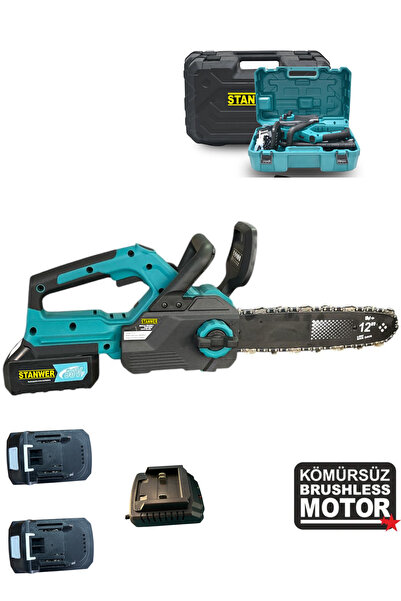 STANWER 58 V Çift Akülü 30 Cm Palalı Şarjlı Zincirli Ağaç Kesme Hızar Testere...