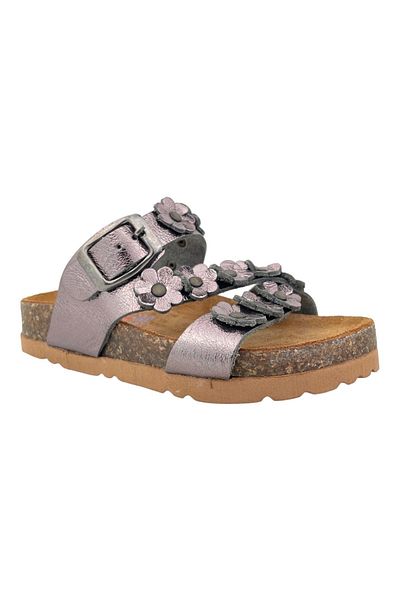 Nubebe Floral Children's Cork Sole Slippers Platinum