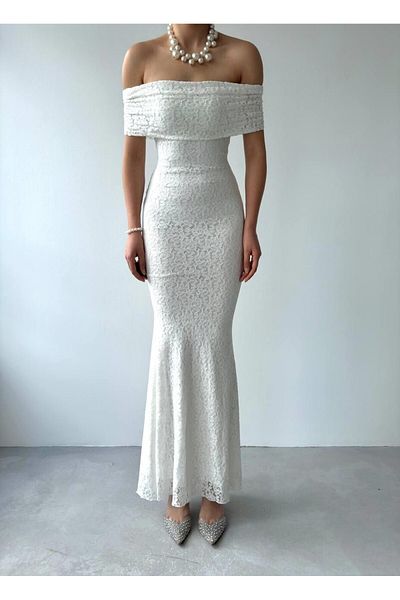Julidress Sleeveless Madonna Collar Lined Engagement Invitation Premium Lace Dress