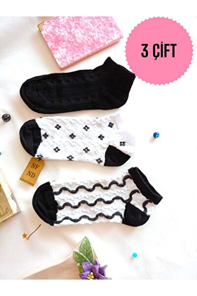 ENEFENDİ 3 PERECHI DE CĂPĂȚI, ȘOSETE FĂRĂ CUSĂTURI, BUMBAC MOALE, ȘOSETE SCURTĂ CU MODEL PENTRU FEMEI 36-40