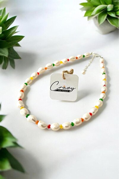 CRAZY TAKI TASARIM GERÇEK BAROK İNCİ & RENKLİ CEYT TAŞLI 925 AYAR GÜMÜŞ MALZE...