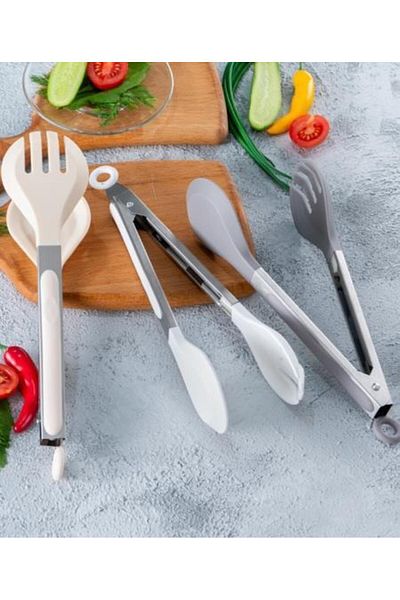şirin eşyalarım White Silicone Tongs - 26 cm / 1 Piece