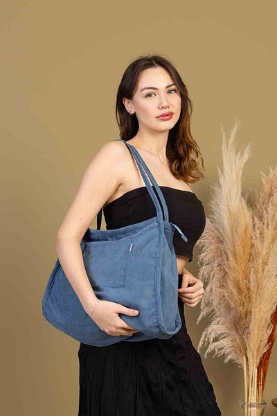 fluffy Geantă Mute Deep In Blue 00s Shopper Geantă de mână și de umăr căptușită cu fermoar (32/36)