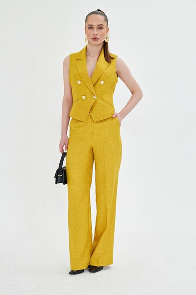 LOVELF Gold Buttoned Short Vest Suit Mustard