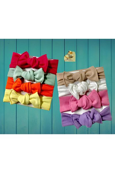 ESES BEBE 8-Piece Combination Handmade Ribbed Baby Girl Bandana