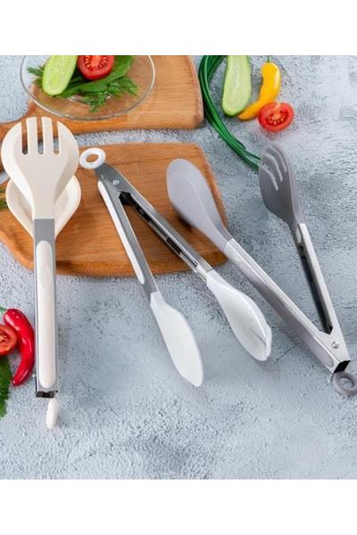şirin eşyalarım Cream Silicone Tongs - 26 cm / 1 Piece