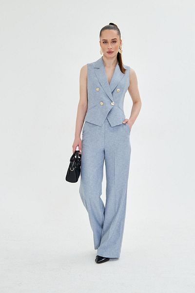 LOVELF Gray Gold Buttoned Short Vest Suit