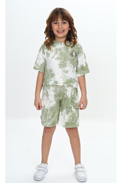 Toontoy Girl's Tie-Dye Rabbit Printed Shorts Suit