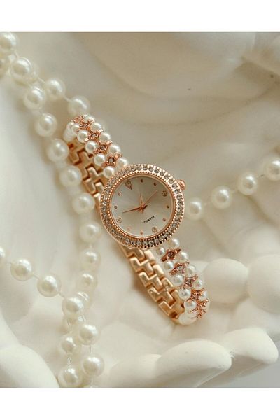 Leerybee Special Boxed Pearl and Stone Model Minimal Women's Wristwatch Lover Gift for Friend Birthday Mother Sister-In-Law