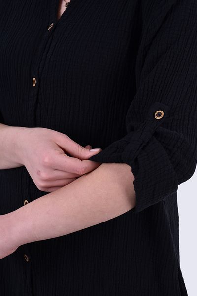 OTEXSA Cămașă tunică din muselină cu mânecă lungă, 100% bumbac, strat dublu