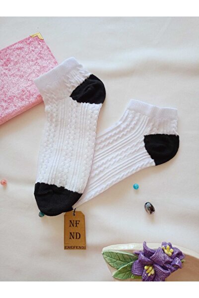 ENEFENDİ 3 Pairs of Toe Seamless Socks Booties Soft Cotton Short Socks Patterned Women's Socks 36-40