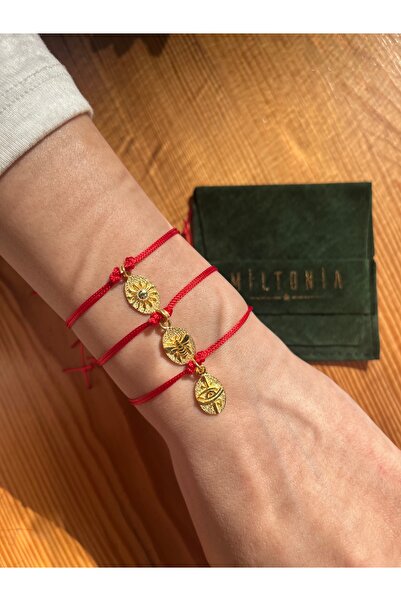 Miltonia 925s Arı Figür Kırmızı İp Bileklik
