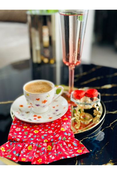 ELÇİÇEK HOME Presentation Napkin, Coffee Side, Cocktail Napkin (1 Pc) Red