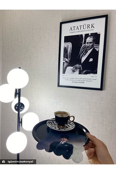 DECO Marshal Ataturk Portrait Patterned Laser Cut Cocktail Napkin