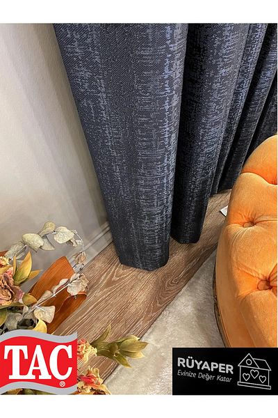 Taç Dreamper Jacquard Floor Self Patterned 1/3 Dense Pleat Background Curtain - Anthracite Gray