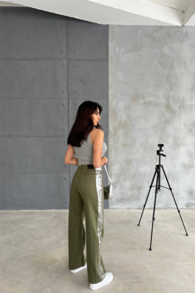 JANES Gabardine Palazzu Trousers - Khaki Tırpciği