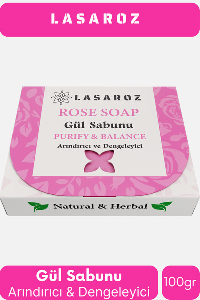 lasaroz صابون الورد الطبيعي العشبي المنقي والموازنة 100 جرام