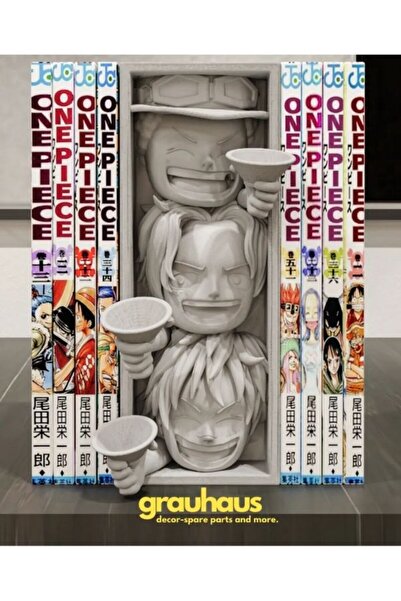 GRAUHAUS حامل كتب مانغا قطعة واحدة بطابع الرسوم المتحركة لوفي سابو وبورتجاس د...