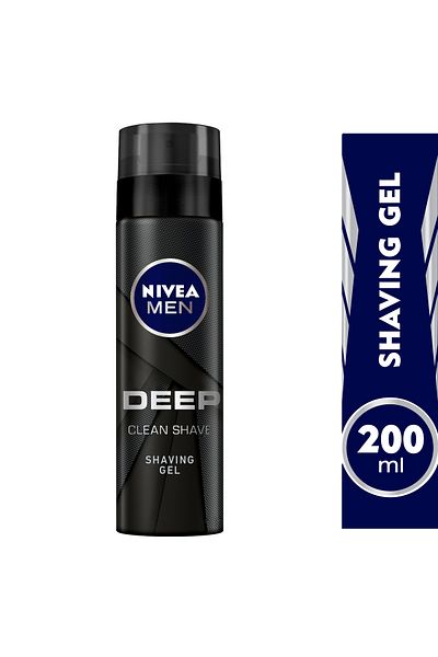 NIVEA جل حلاقة مين ديب كلين شيف، مضاد للبكتيريا، كربون أسود، 200 مل