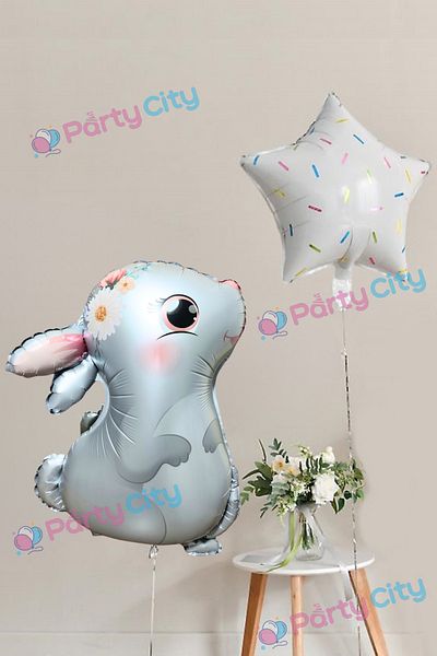 Party City بالون فويل على شكل أرنب لطيف - مجموعة صغيرة لعيد الميلاد