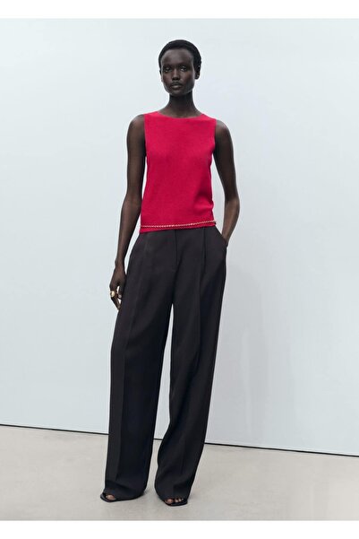 MANGO Woman Λεπτό πλεκτό μπλουζάκι με ραβδώσεις