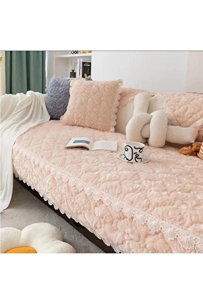 Comfy غطاء أريكة دانتيل ناعم عالي الجودة، كريمي، 210×90 سم